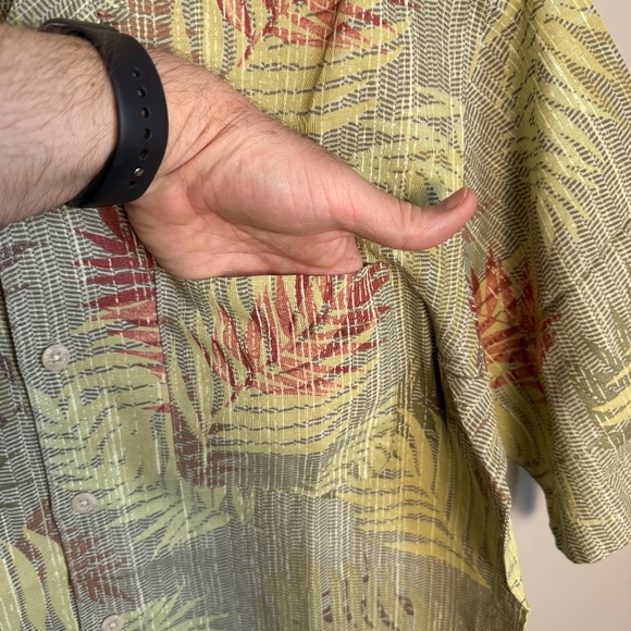 Men's Linen Blend Tropical Button Short Sleeve Dad Shirt Small Vintage Club Room - Picture 4 of 14